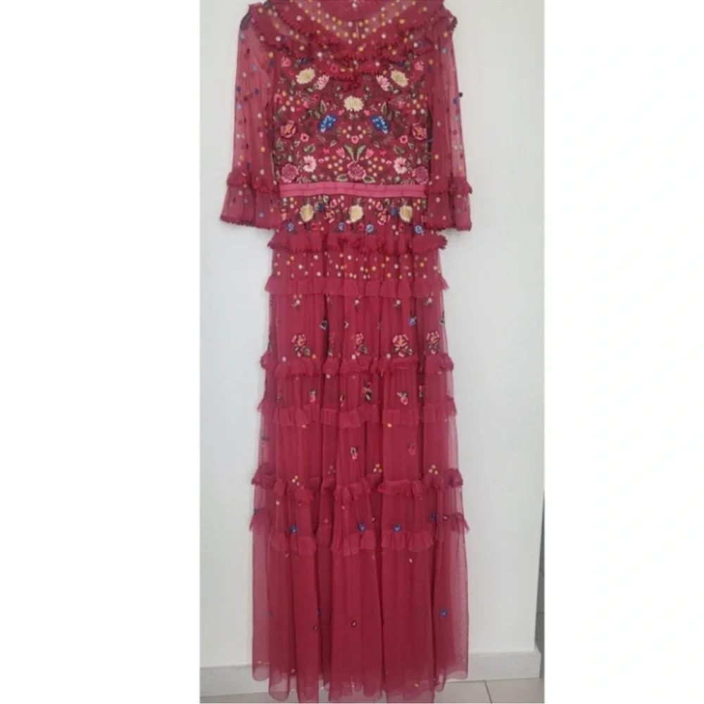 BHLDN Needle and Thread Red Pandora maxi dress gown xs small 2 4 - Picture 9 of 12